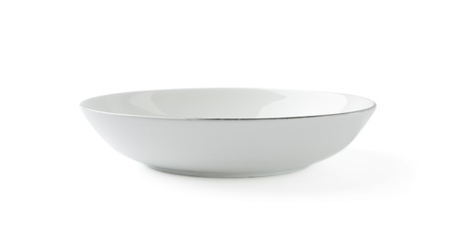 Photo of One empty ceramic bowl isolated on white