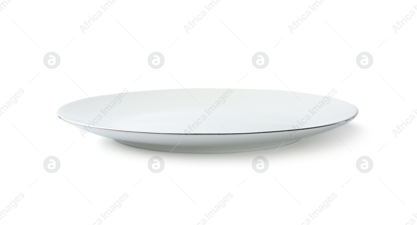 Photo of One empty ceramic plate isolated on white