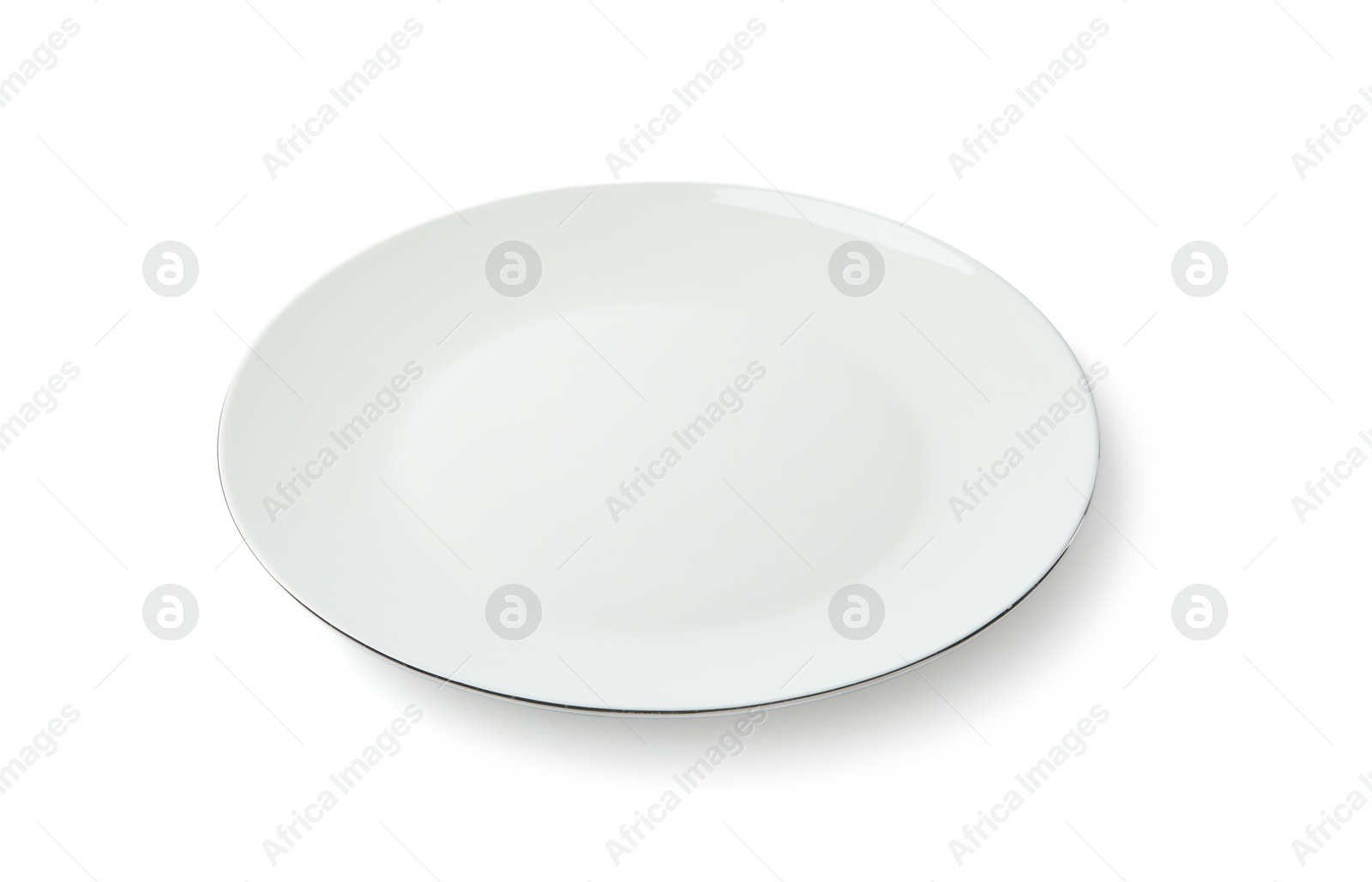 Photo of One empty ceramic plate isolated on white