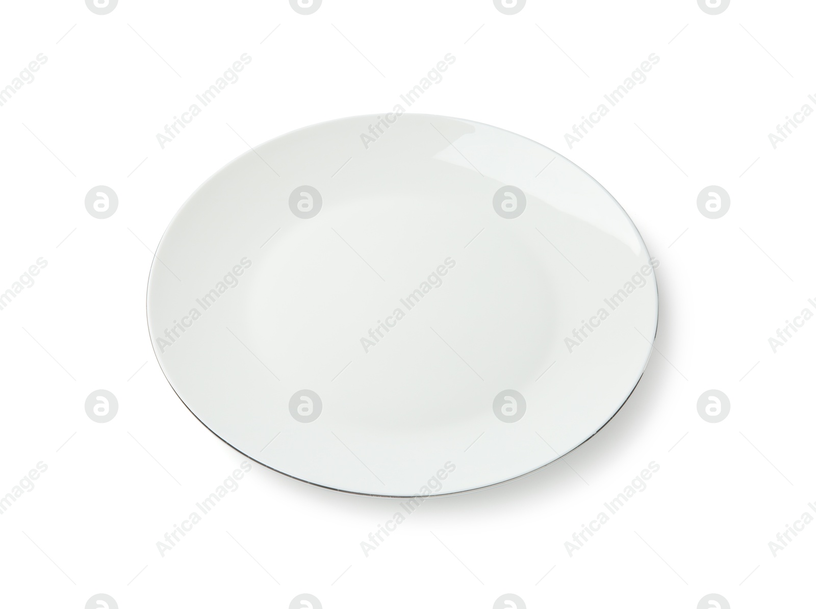 Photo of One empty ceramic plate isolated on white