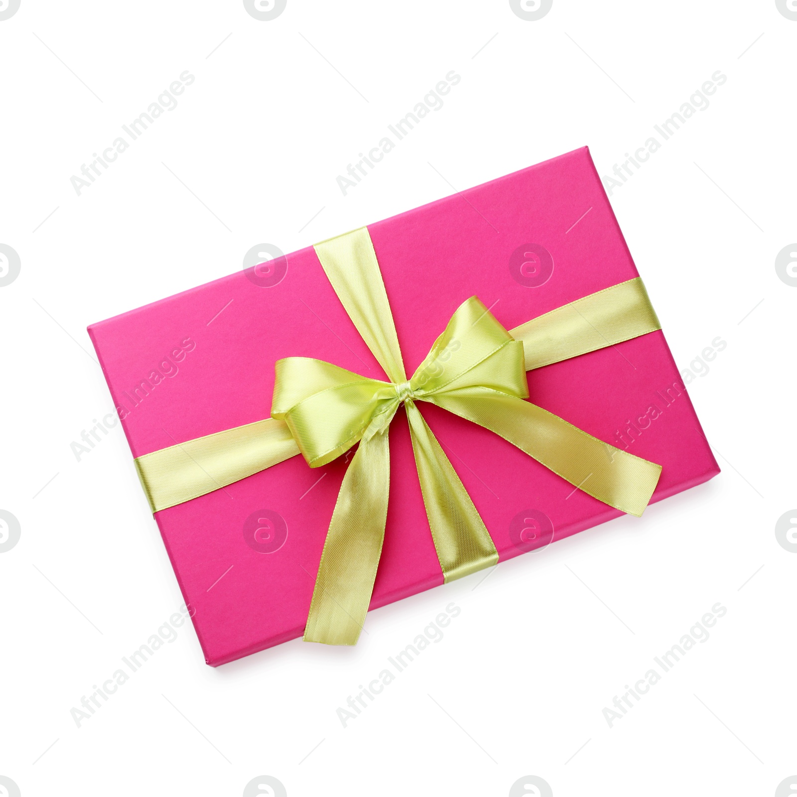 Photo of Beautiful pink gift box with bow isolated on white