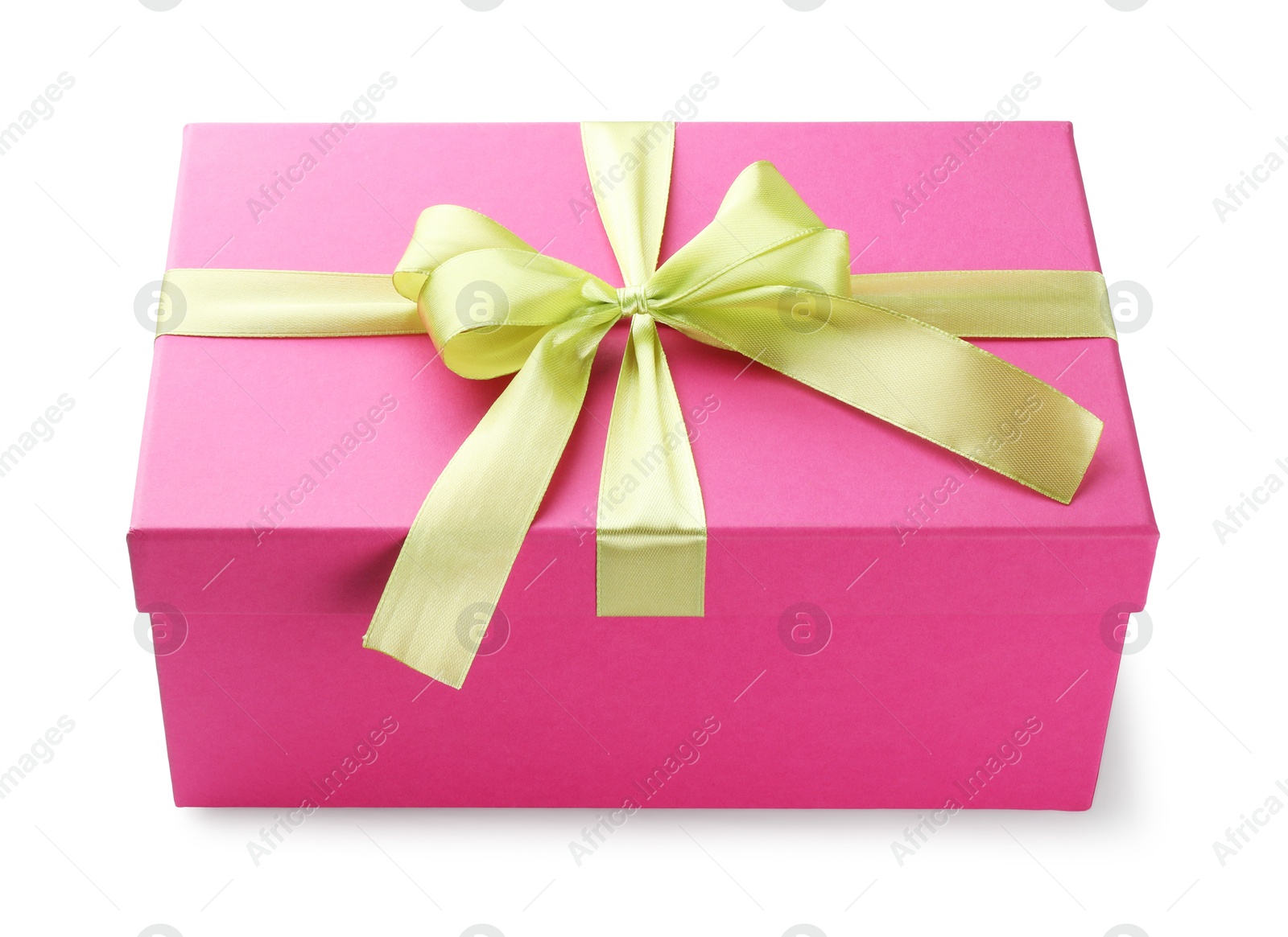 Photo of Beautiful pink gift box with bow isolated on white