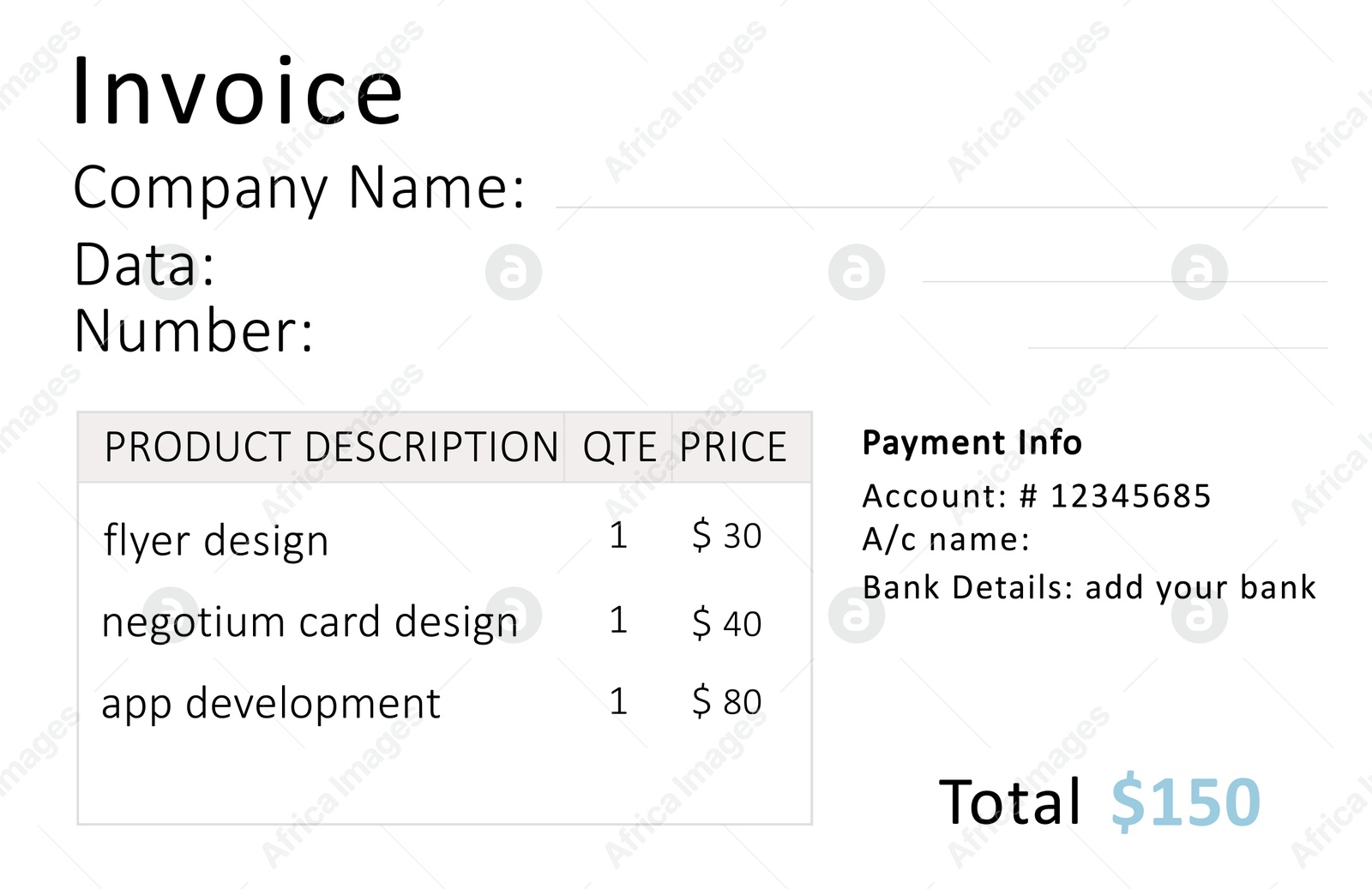 Image of Bill with list of services and price