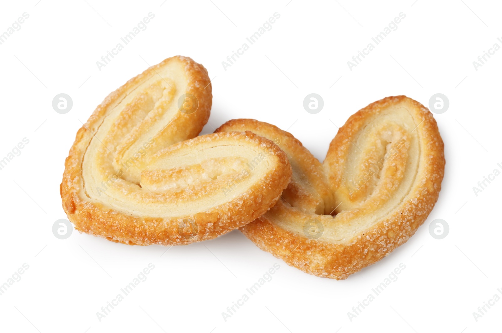 Photo of Tasty french palmier cookies isolated on white