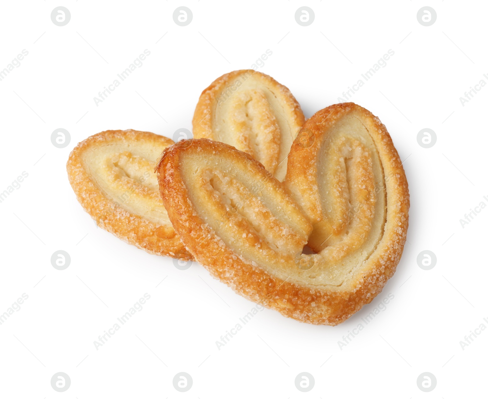 Photo of Tasty french palmier cookies isolated on white