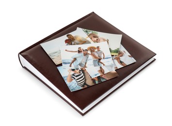 Photo of Photo album with different photos isolated on white