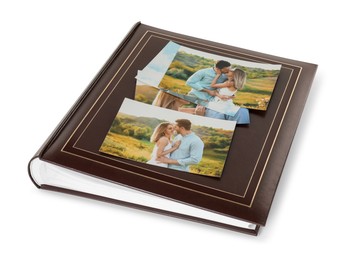 Photo of Photo album with different photos isolated on white