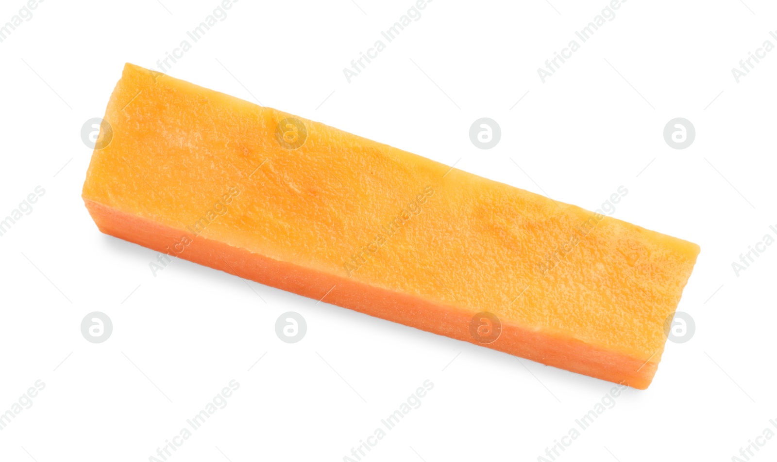 Photo of Piece of raw sweet potato isolated on white, top view