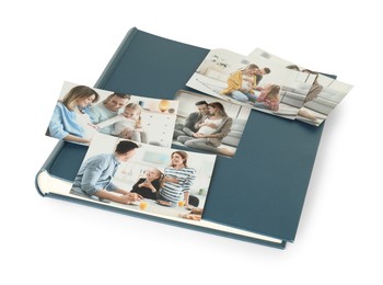 Photo of Photo album with different photos isolated on white