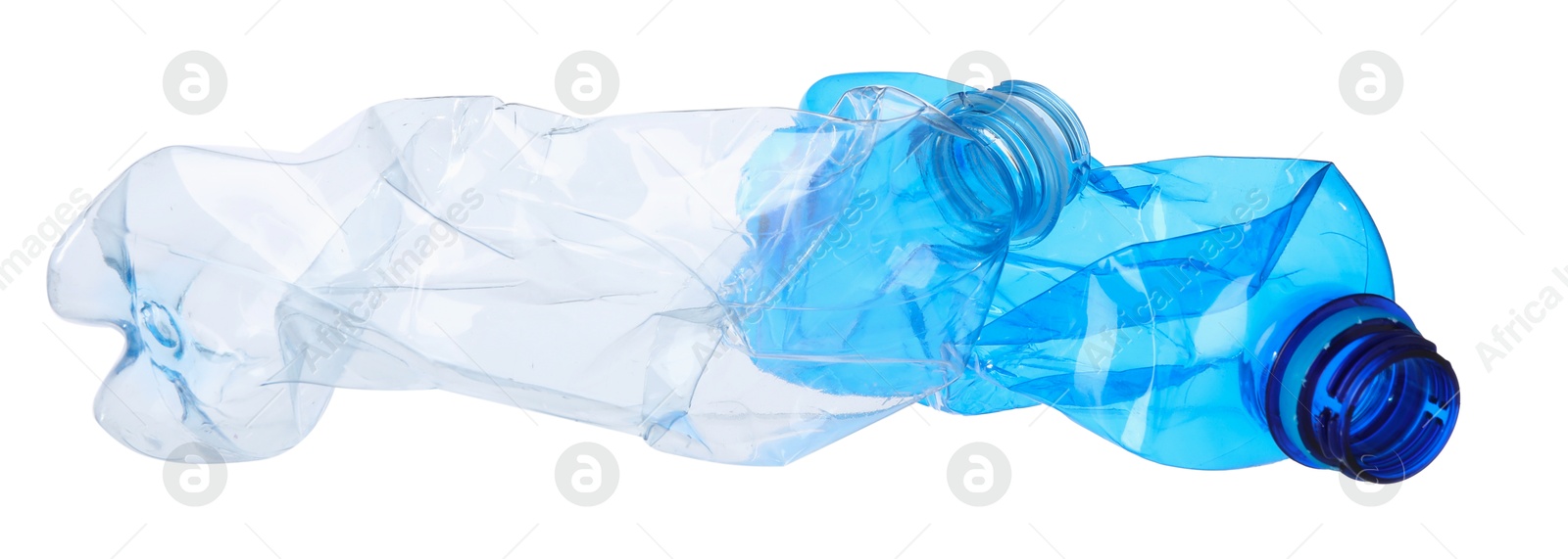 Photo of Crumpled empty plastic bottles isolated on white