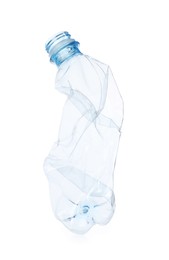 One crumpled plastic bottle isolated on white