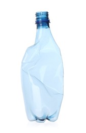 One crumpled plastic bottle isolated on white