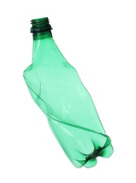 One crumpled plastic bottle isolated on white