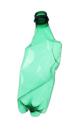 Photo of One crumpled plastic bottle isolated on white