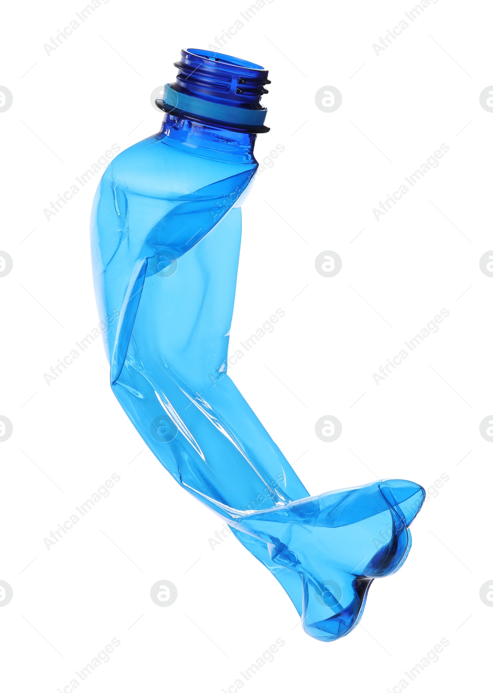 Photo of One crumpled plastic bottle isolated on white