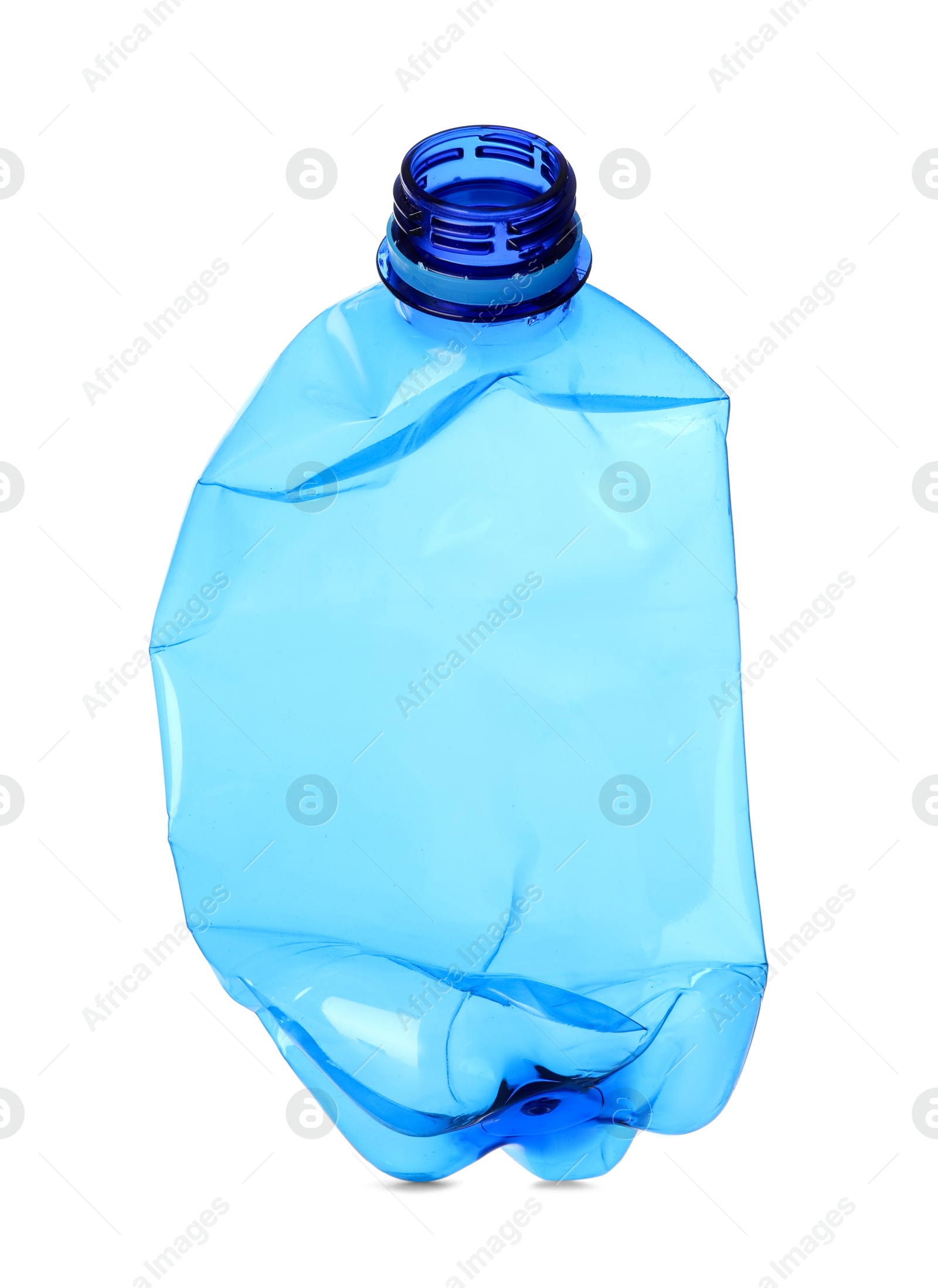 Photo of One crumpled plastic bottle isolated on white