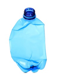 Photo of One crumpled plastic bottle isolated on white