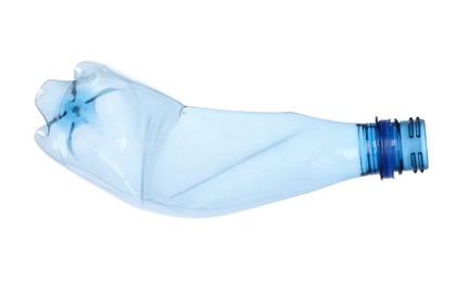 One crumpled plastic bottle isolated on white