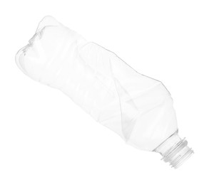 One crumpled plastic bottle isolated on white