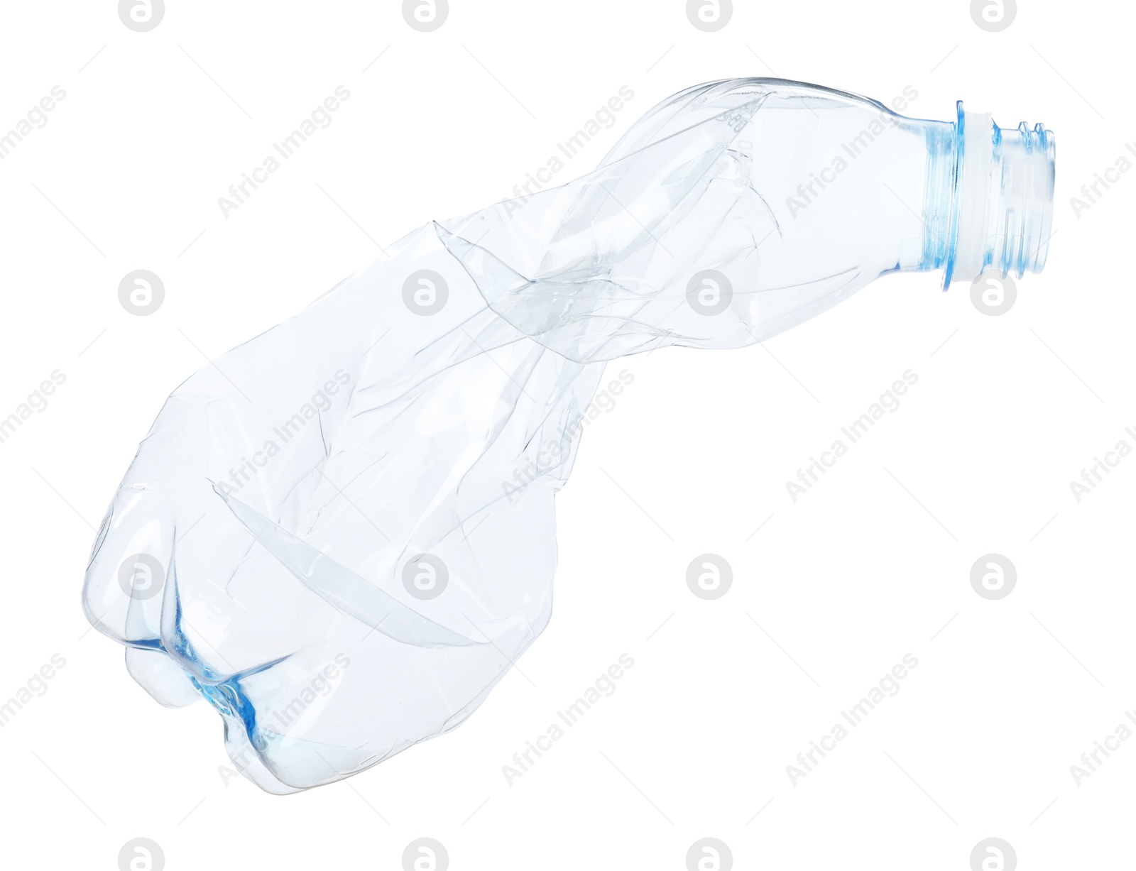 Photo of One crumpled plastic bottle isolated on white