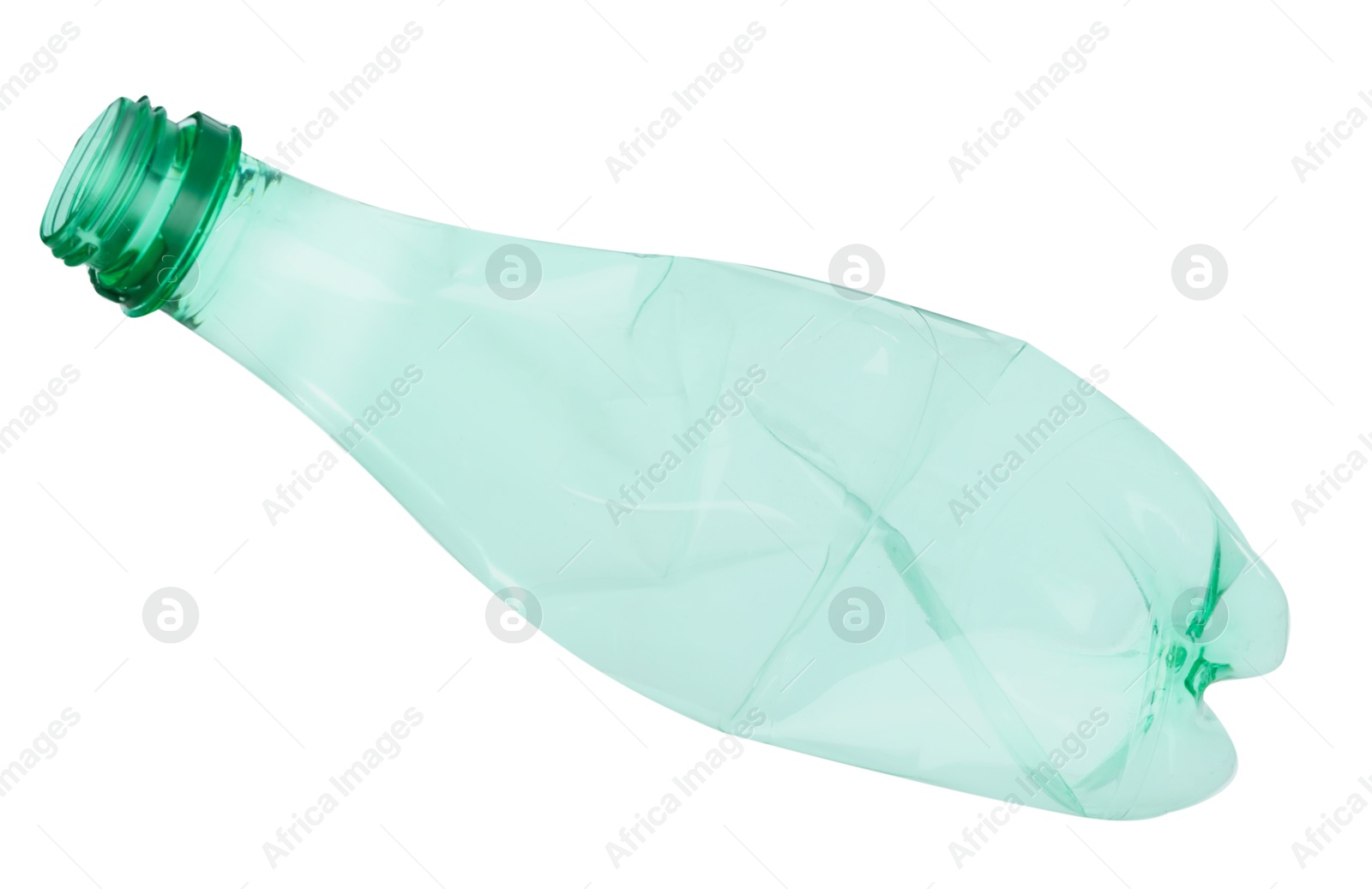 Photo of One crumpled plastic bottle isolated on white