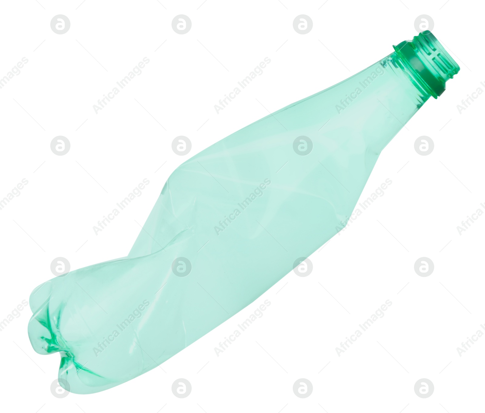 Photo of One crumpled plastic bottle isolated on white