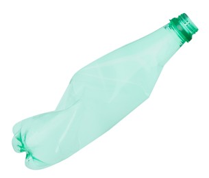 One crumpled plastic bottle isolated on white