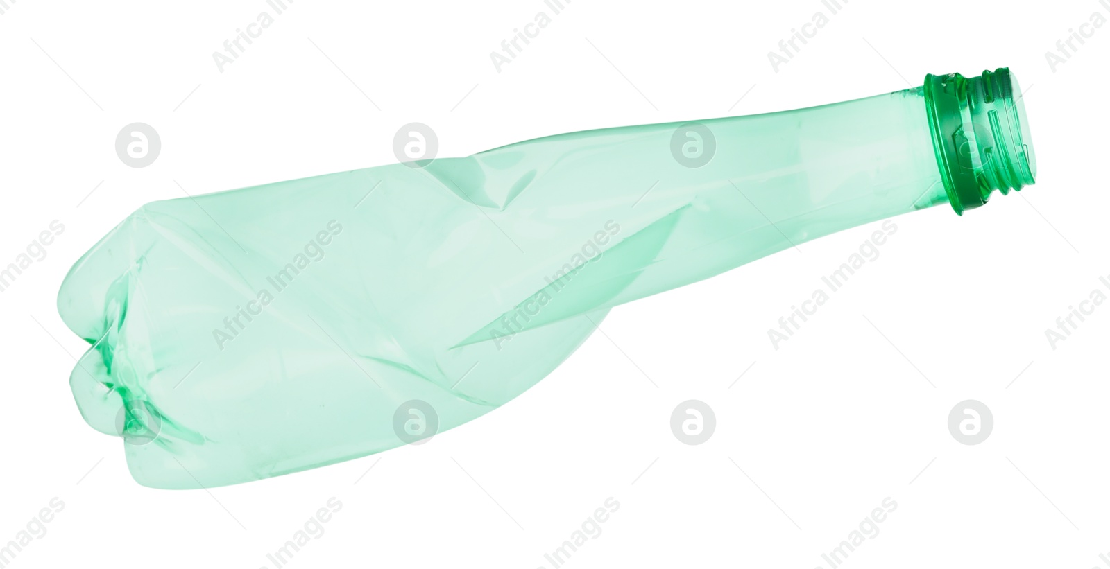 Photo of One crumpled plastic bottle isolated on white