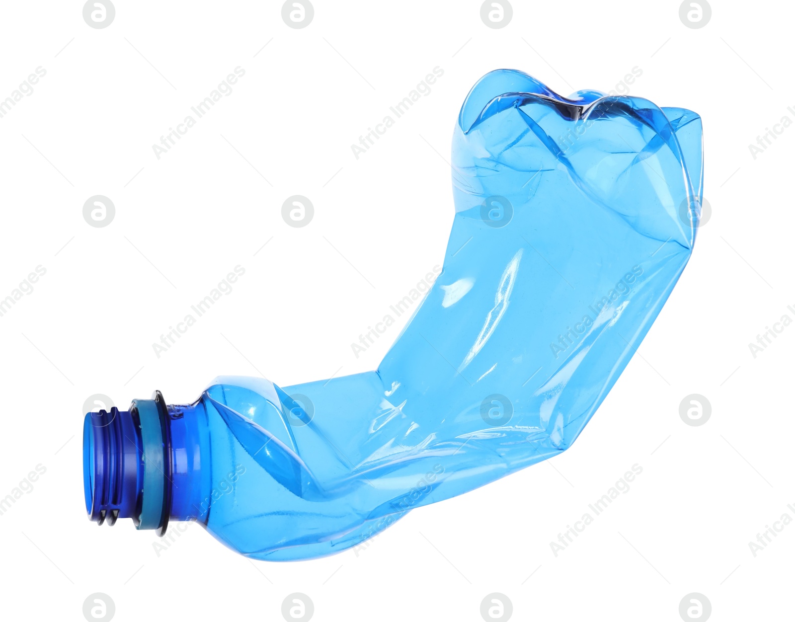 Photo of One crumpled plastic bottle isolated on white