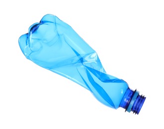 One crumpled plastic bottle isolated on white