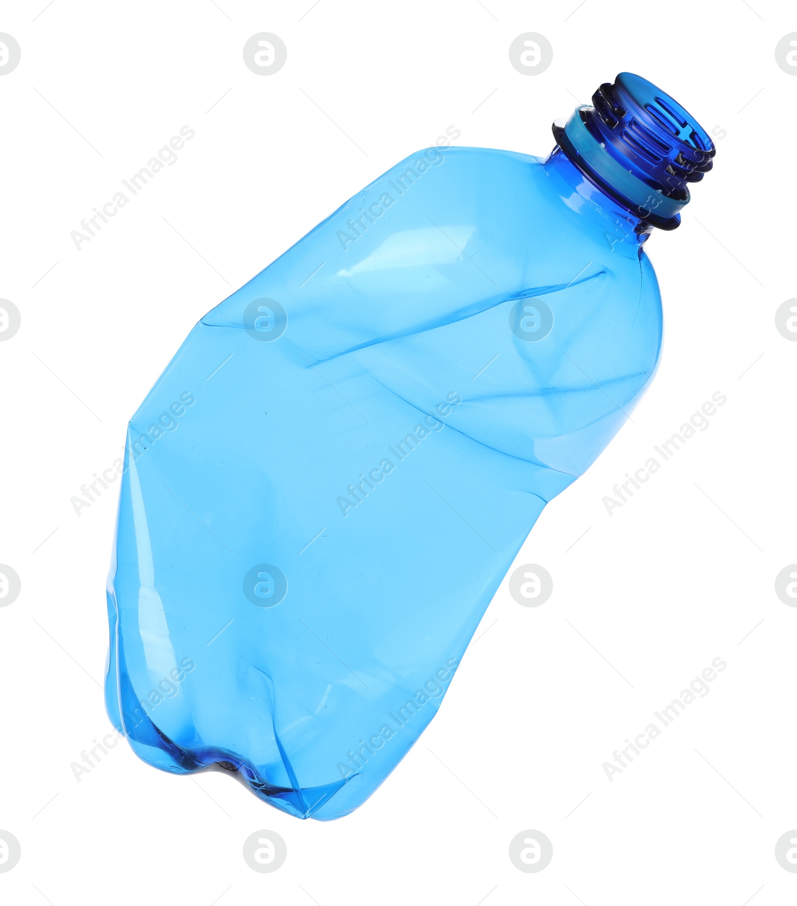 Photo of One crumpled plastic bottle isolated on white