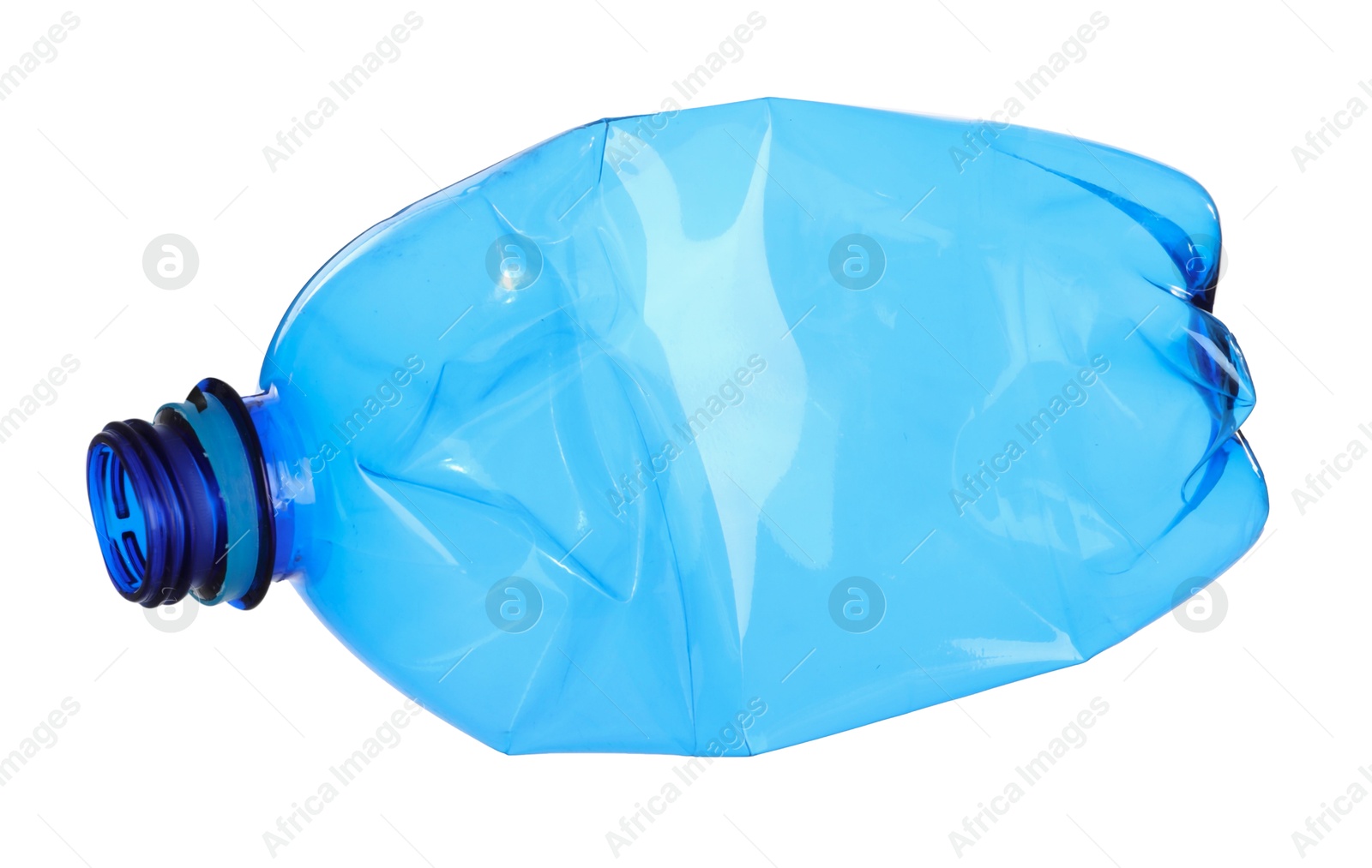 Photo of One crumpled plastic bottle isolated on white