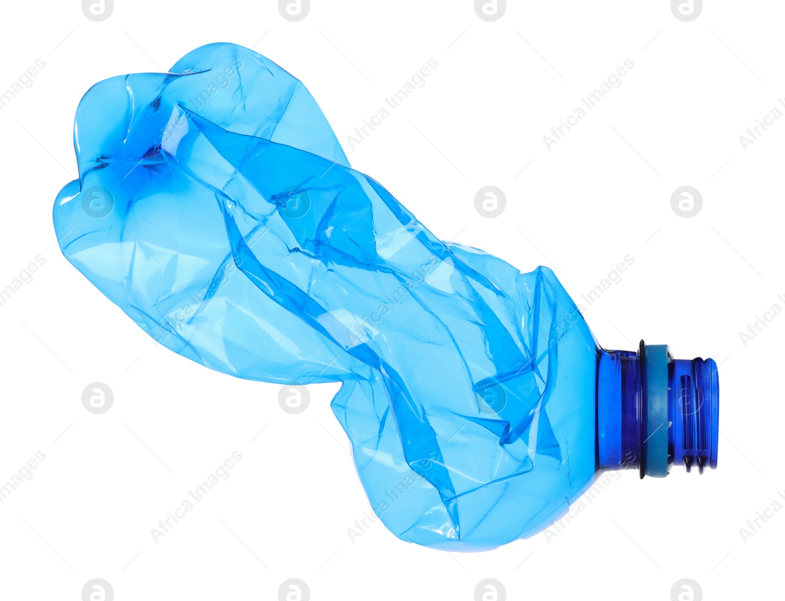 Photo of One crumpled plastic bottle isolated on white