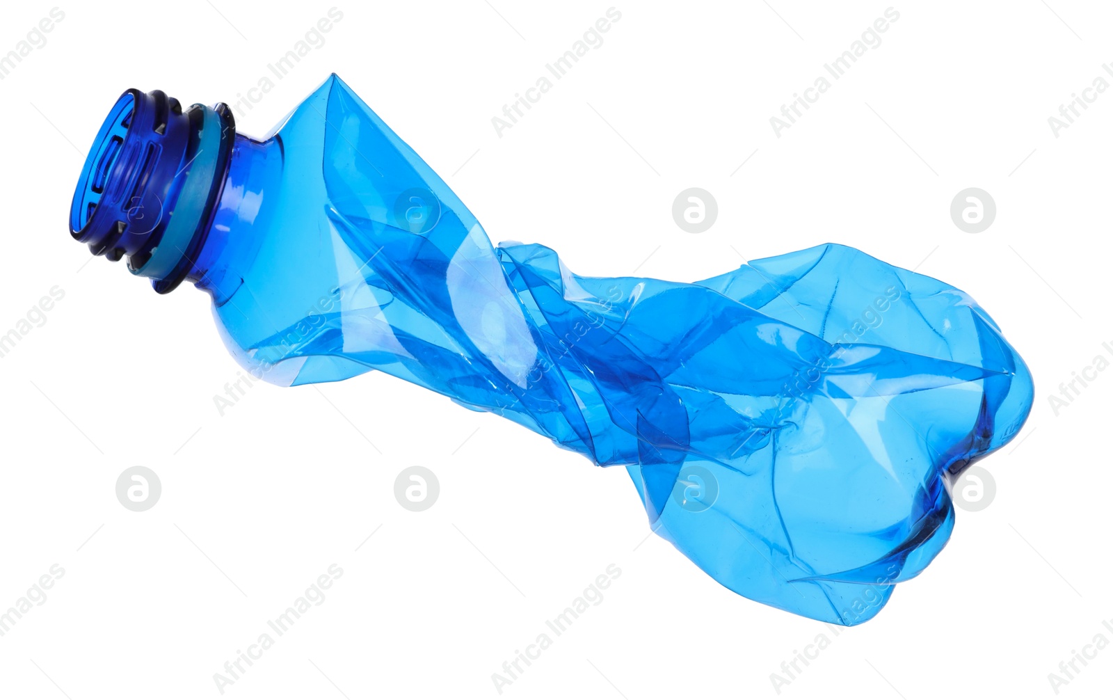 Photo of One crumpled plastic bottle isolated on white