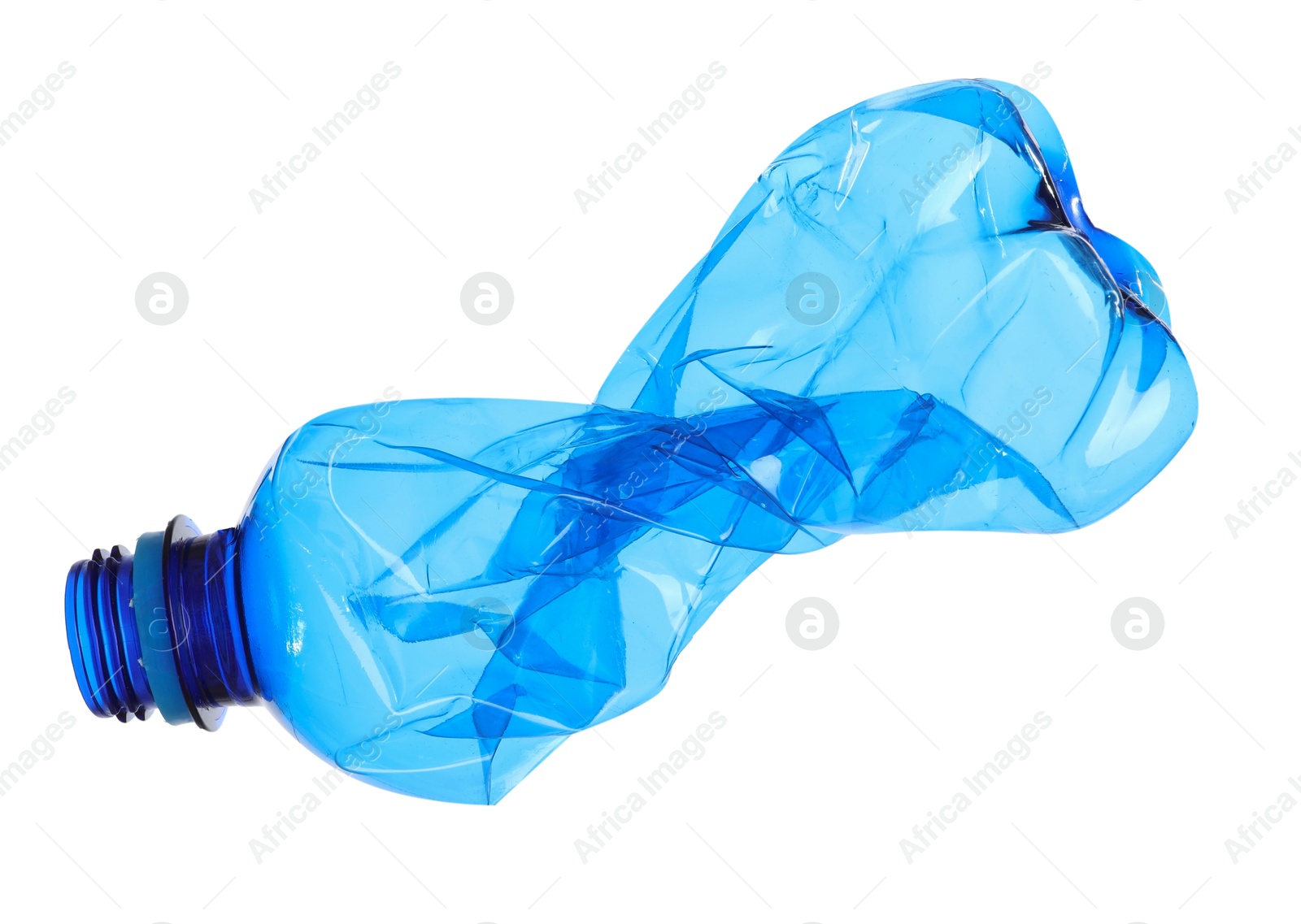 Photo of One crumpled plastic bottle isolated on white