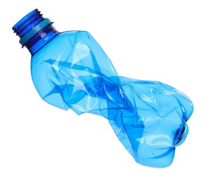 One crumpled plastic bottle isolated on white