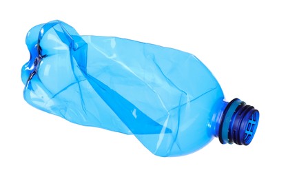 One crumpled plastic bottle isolated on white