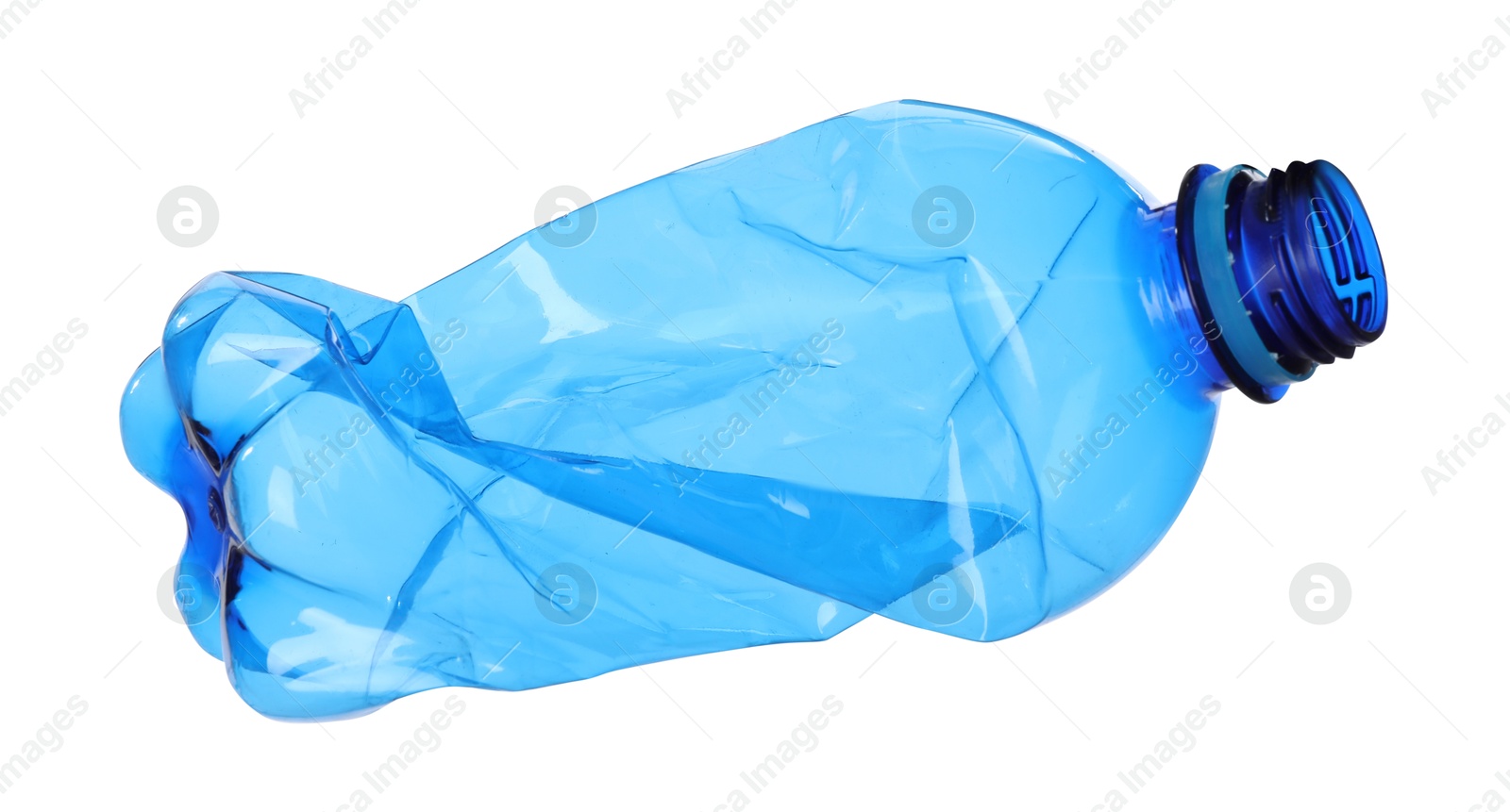 Photo of One crumpled plastic bottle isolated on white