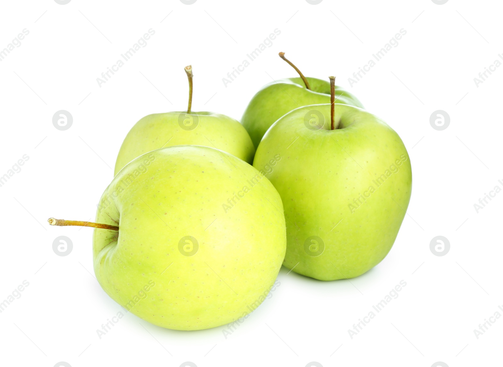 Photo of Many fresh green apples isolated on white