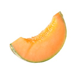 Photo of Piece of Cantaloupe melon isolated on white