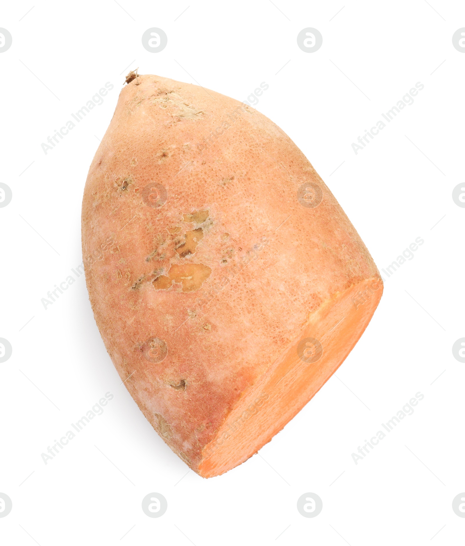 Photo of Half of raw sweet potato isolated on white