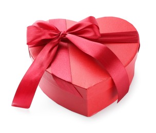 Photo of Heart shaped gift box isolated on white