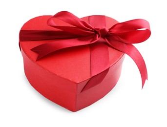 Photo of Heart shaped gift box isolated on white