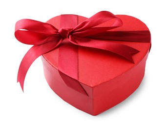 Photo of Heart shaped gift box isolated on white