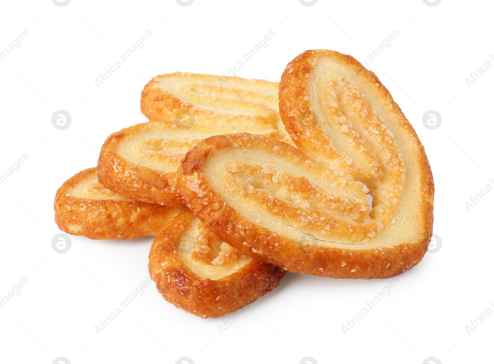 Photo of Tasty french palmier cookies isolated on white