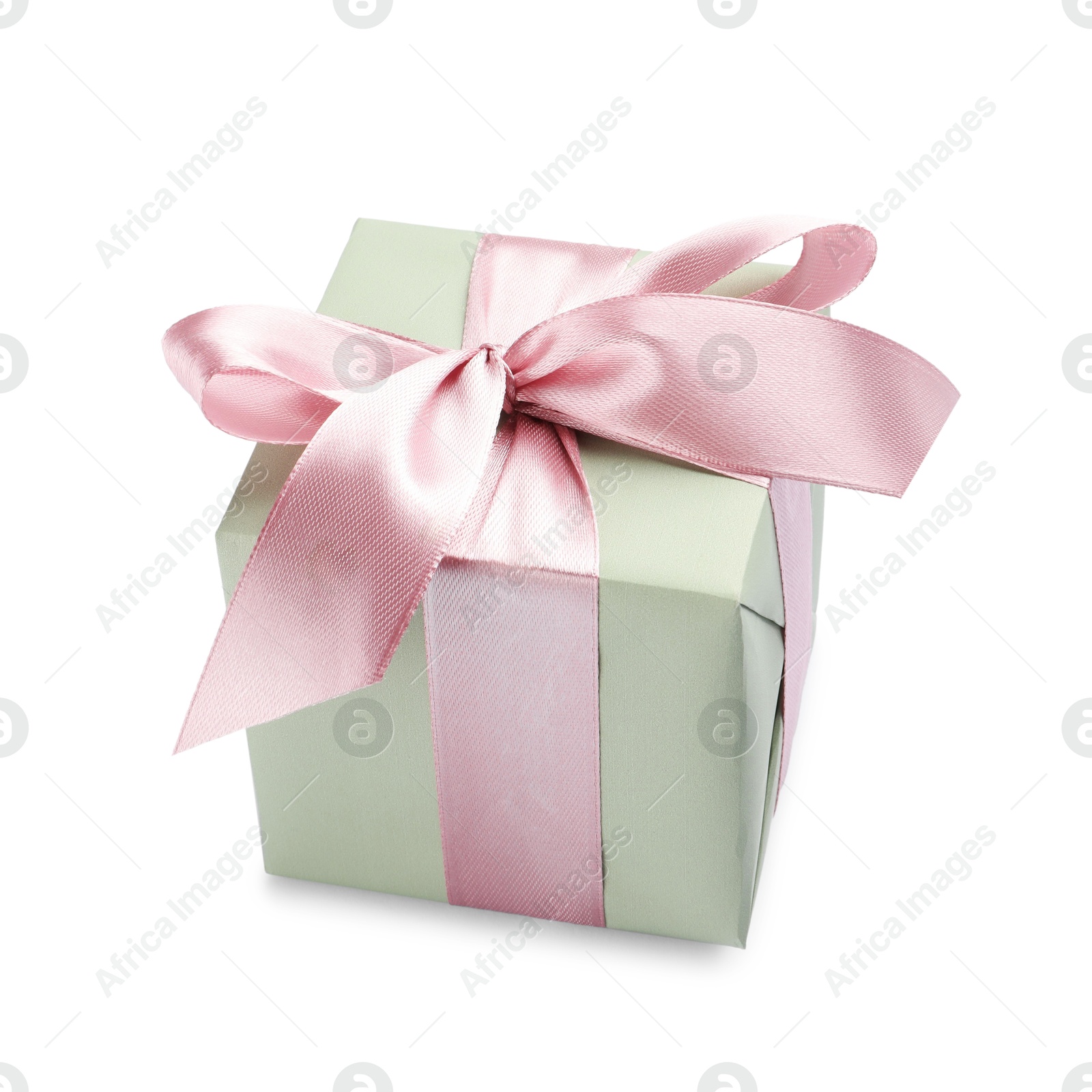 Photo of Beautiful gift box with pink bow isolated on white