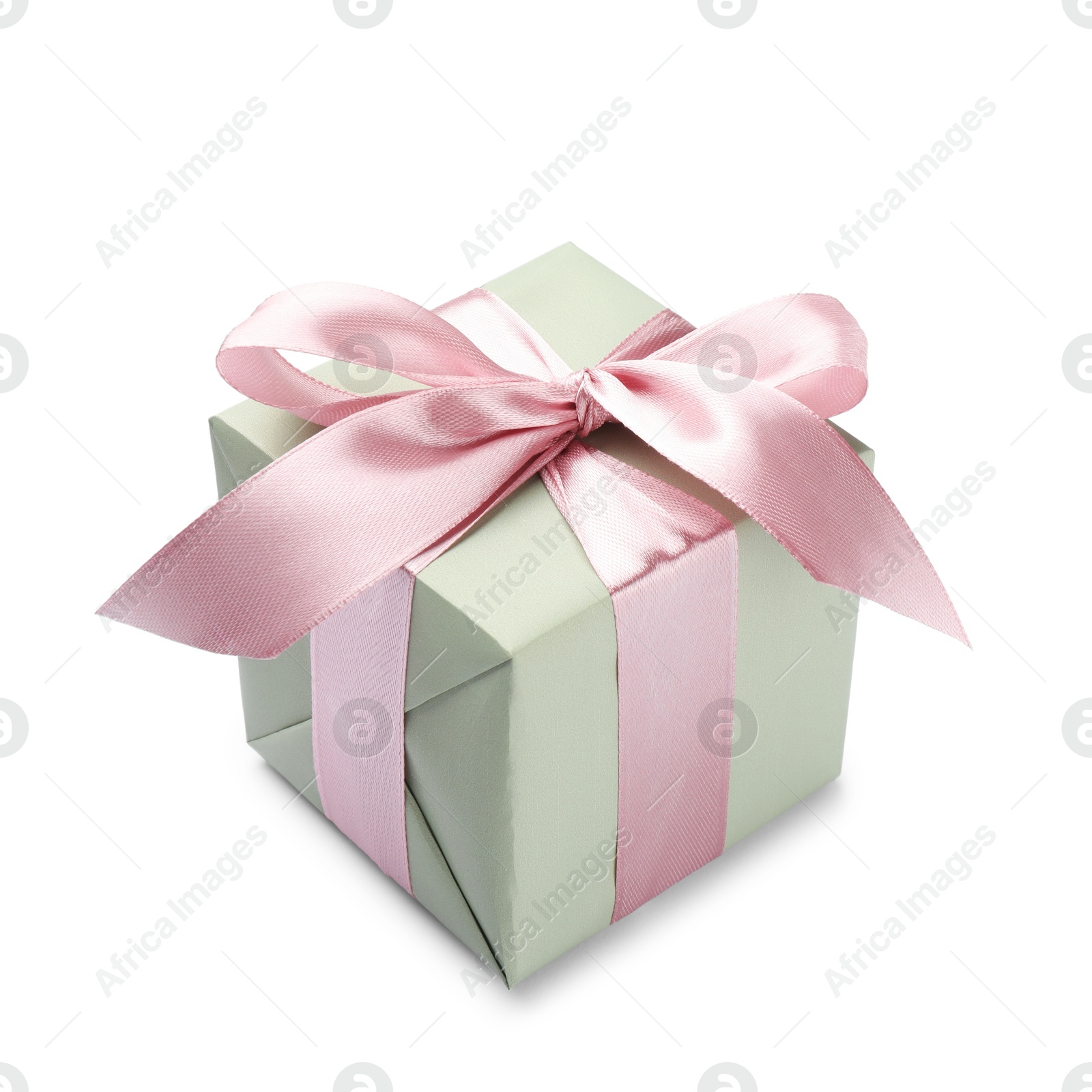 Photo of Beautiful gift box with pink bow isolated on white