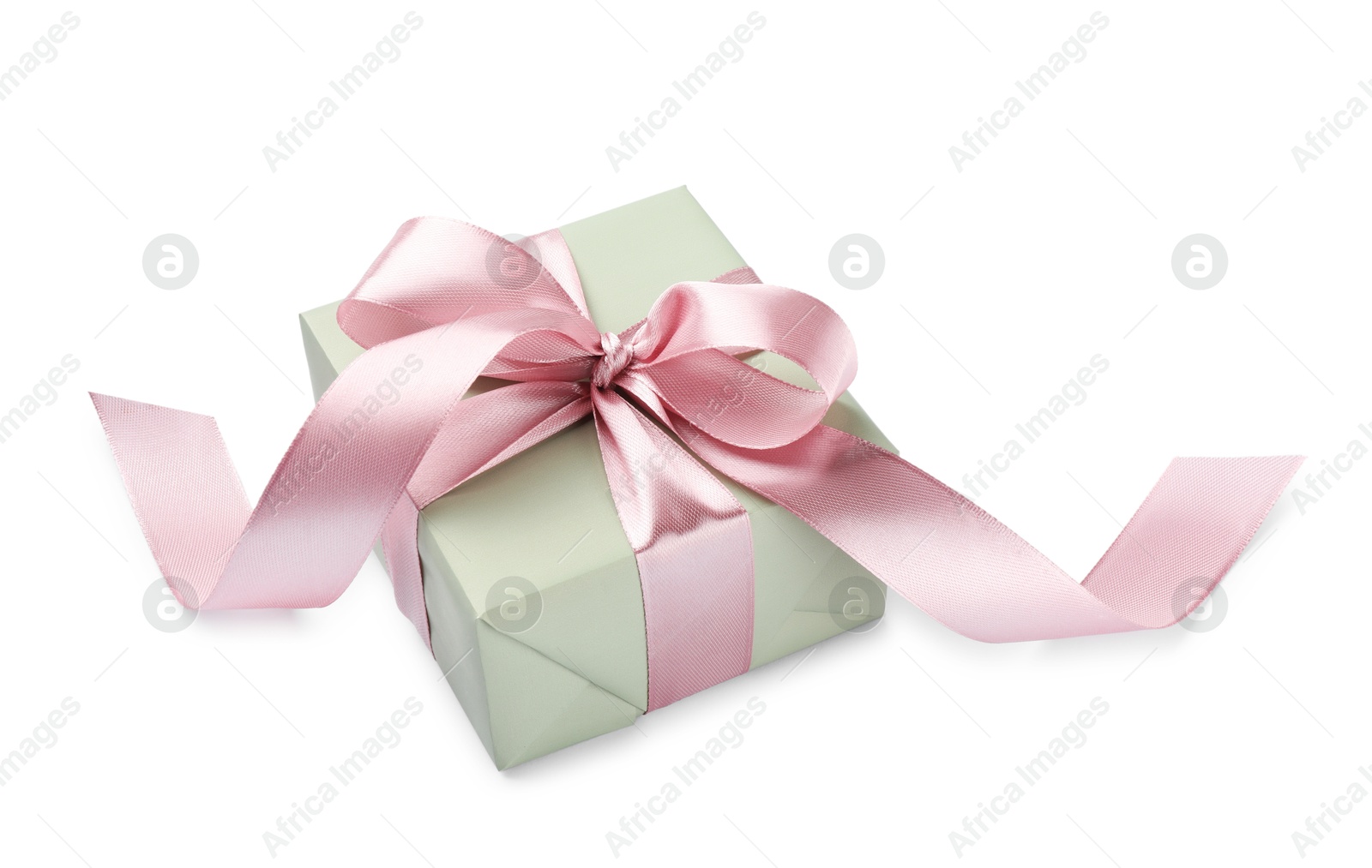 Photo of Beautiful gift box with pink bow isolated on white