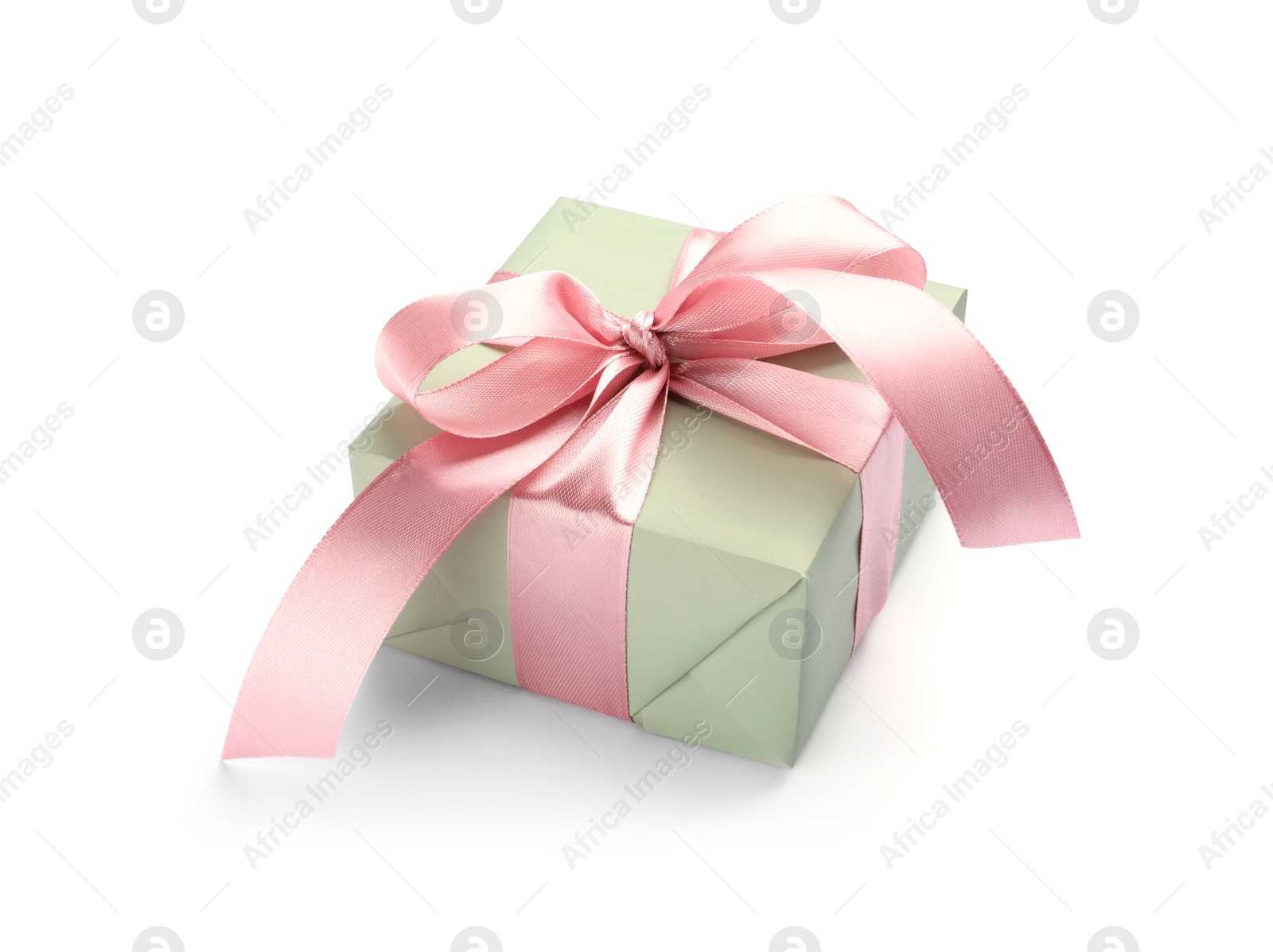 Photo of Beautiful gift box with pink bow isolated on white