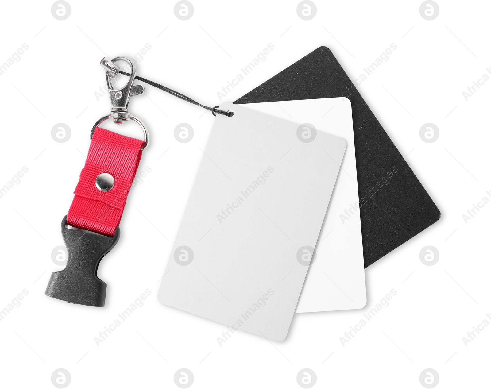 Photo of White balance calibration cards on white background, top view